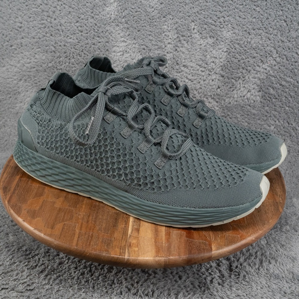 NOBULL Men's Size 16 Gray Knit Low Top Lace-Up Athletic Sneakers Rubber Outsole